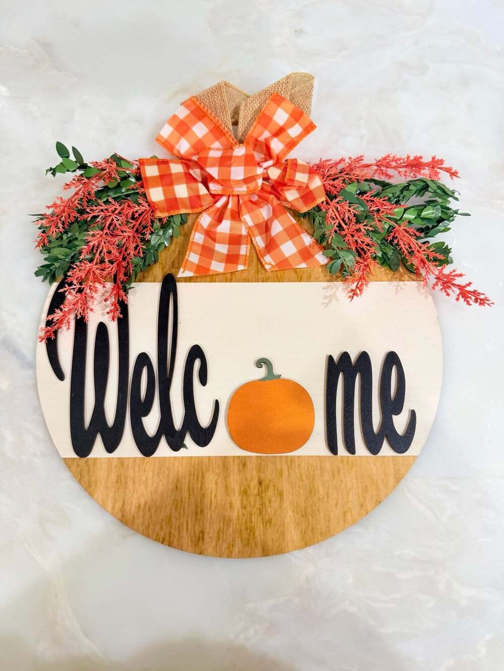 Welcome Fall Wood Pumpkin Door Hanger